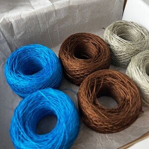 Set of Six 100% linen Yarn Spools